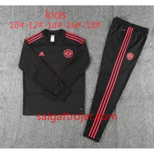 Manchester United Børn Sweatshirt Dragt Sort 2018-2019 Manchester United Børn Sweatshirt Dragt Sort 2018-2019